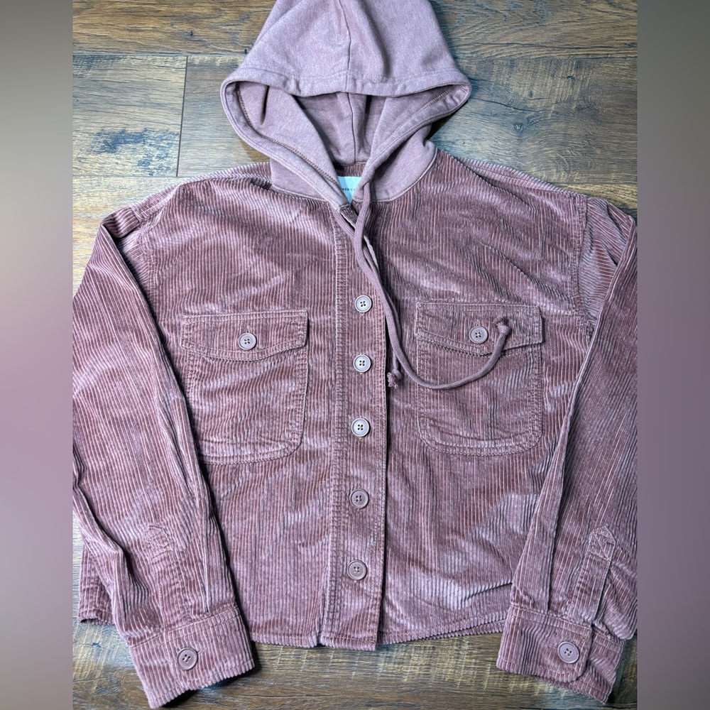 American Eagle Outfitters Corduroy flannel button down Rose xs